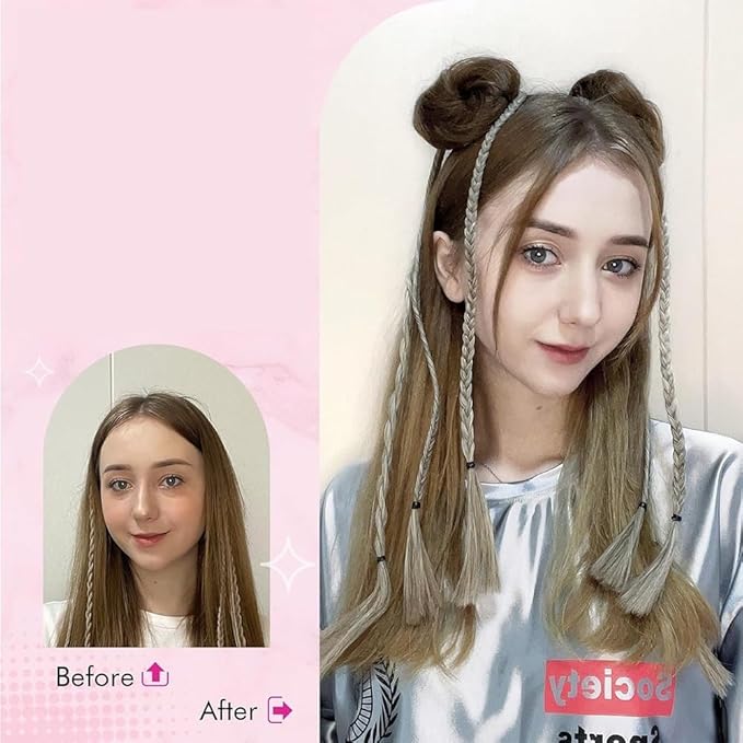 Hair Buns 2PCS Space Buns Mini Claw Clip in Hair Bun Extensions Messy Cat Ears Wig Accessory Synthetic Donut Updo Hairpieces for Girls Hairpieces For Women(Black)