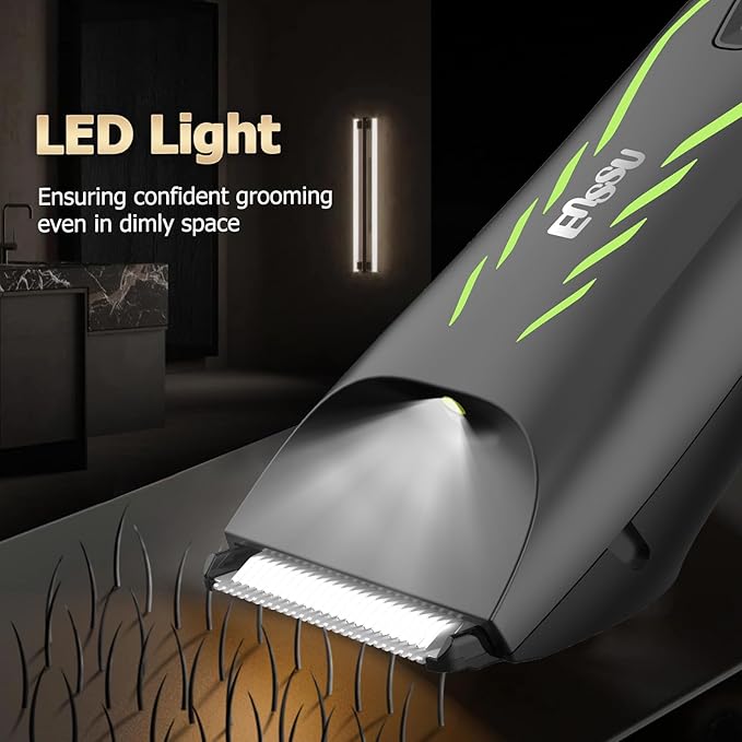 Manscape Body Hair Trimmer for Men Pubic Groin Hair Trimmer for Men with Safe Blade Cordless Ball Shaver w/Light Charging Dock Waterproof Body Groomer Man LED Display 1H ChargeGreen