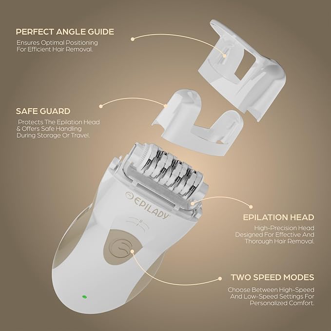 Epilady Legend 5 Rechargeable Cordless Epilator for Women 56-Tweezer Dual Speed Full Body Hair Removal Device for Legs Underarms Bikini &amp Face Long-Lasting Smooth Skin Travel Case Included