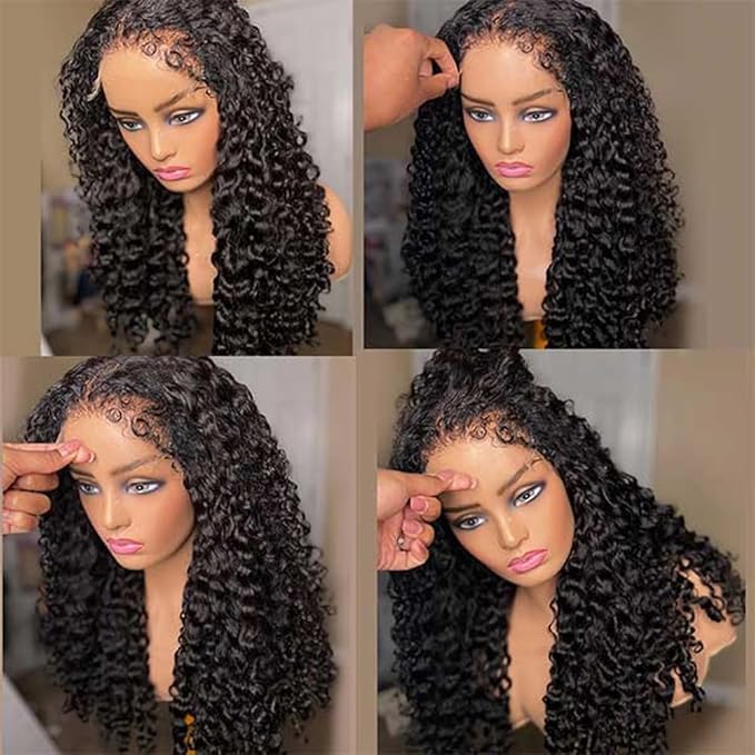 Healthair Water Wave Invisible 360 Lace Front Wigs Human Hair 4C Edge Hidden Strap Pre Cut Lace Pre Bleached Knots Glueless 360 HD Full Lace Wigs for Women (28inch)
