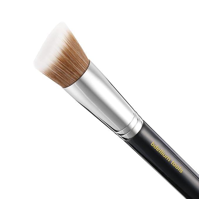 Bdellium Tools Professional Makeup Brush - Maestro Series 954 Duet Fiber Slanted Kabuki - With Soft Synthetic Fibers For Stippling Buffing Blending (Black 1pc)