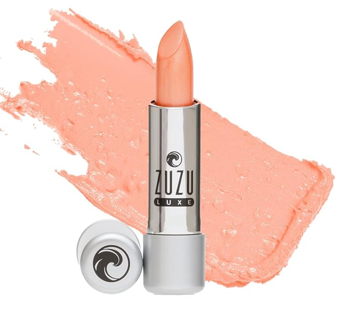 Zuzu Luxe Lipstick (Siesta - Light Peach/Cool Pearl) Natural Ultra-Hydrating Lipstick Paraben Free Vegan Gluten-free Cruelty-free Non GMO 0.13 oz
