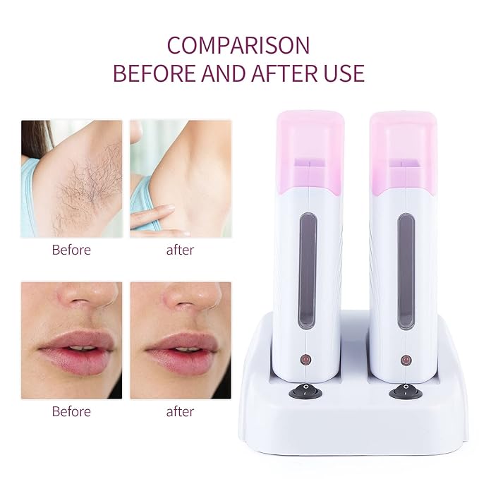 110V Roll On Wax Warmer for Hair Removal Double Wax Roller Heater Home Waxing Kit for Women and Men