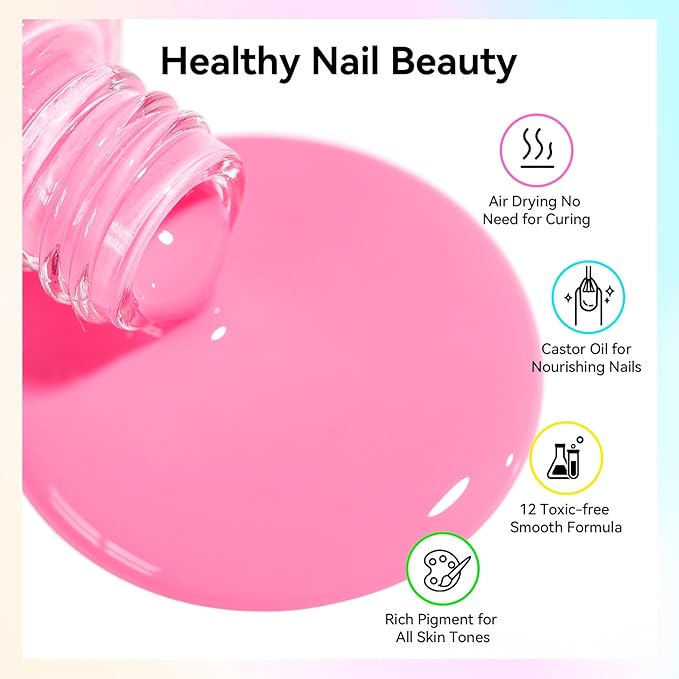Nail Polish 16 Colors Rainbow Air Dry Regular Nail Polish Set with Base Top Coat &amp Remover Pads| White Red Classic French Fingernail Polishes Non-gel Bulk Gift for Nail Art Lovers