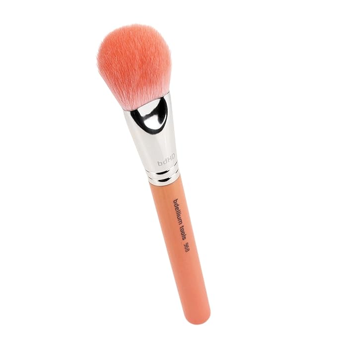 Bdellium Tools Professional Makeup Brush - Pink Bambu Series 968 BDHD Phase II Small Foundation/Contour - With Soft Synthetic Fibers For Versatile Application &amp Blending (Pink 1pc)