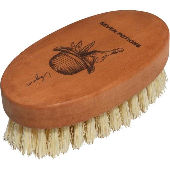 Seven Potions Vegan Beard Brush for Men ? 100% Sisal Plant Fibre &amp Pear Wood ? Firm Bristles to Gently Tame/Soften/Exfoliate ? 100% Natural Non-Synthetic