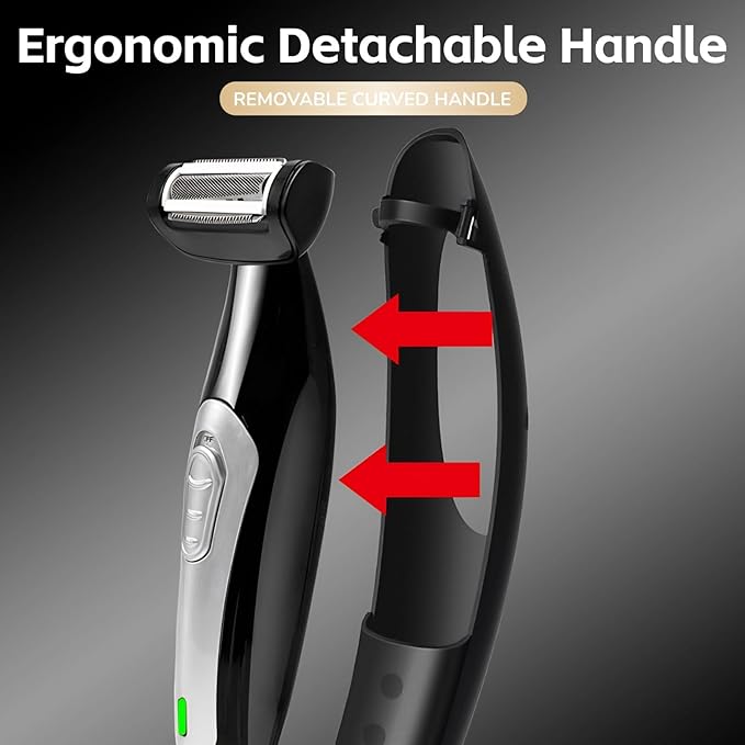 Yoidesu Men's Body Groomer with Adjustable Extreme Reach Handle Wet/Dry Use Back Hair Remover