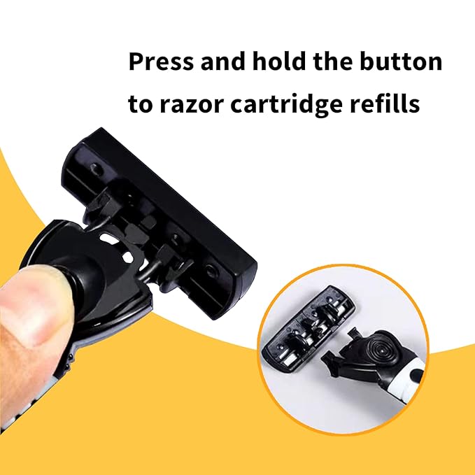 3-Blade RazorPlastic Anti-slip Men Manual Refill Cartridges razors Reusable Face Cleansing Care Tool Shave Supplies for Men and Women -1 handle and 36 Cartridges refill - Black
