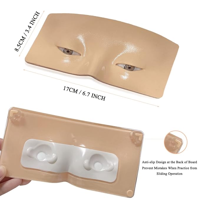 Makeup Practice Face Board Resusable 3D Makeup Mannequin Face Eyes Makeup Practice Face with Makeup Kit for Makeup Student and Beginner to Practice Eyeshadow Eyeliner Eyebrow Makeup &amp Lash Exten