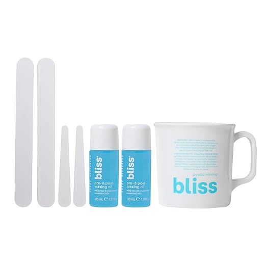 Bliss Poetic Waxing At Home Wax Kit - 5.3 Fl Oz - Microwavable Stripless Wax Hair Removal Kit - Fragrance Free - Safe for All Skin Types - 6 PC Set