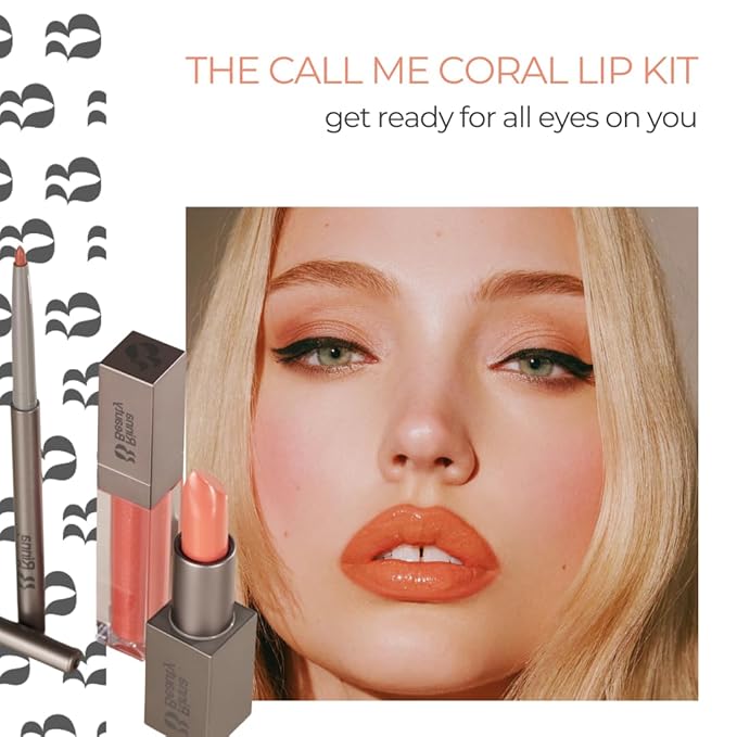 Rinna Beauty Lip Kit - Call Me Coral - All-in-One Lip Kit Includes Lipstick Lip Gloss and Lip Liner - Vegan Long-Lasting Anti-Aging &amp Moisturizing Cruelty-Free - 1 each