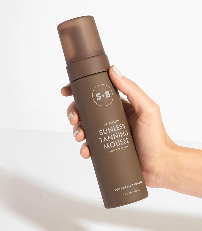 SUGARED + BRONZED Sunless Tanning Mousse ? FlexExpress® Formula Self-Tanner for Body Lightweight &amp Non-Greasy Natural Glow Paraben Free Long-Lasting Tan Quick-Dry Suits All Skin Types (6 Fl