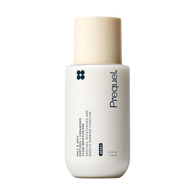 Prequel Skin Half and Half Fluid Moisturizer Face Cream. Lightweight Ceramide Peptide Lotion for All Skin Types including Dry and Sensitive. Hydrating Facial Cream for Women and Men