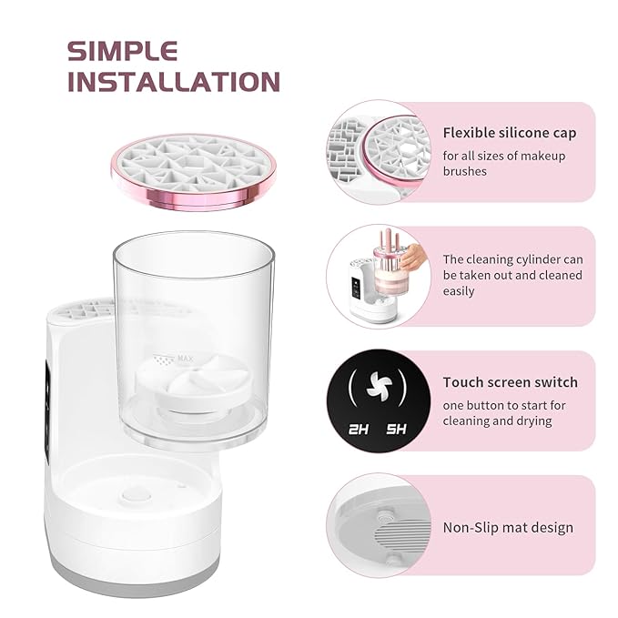 3-IN-1 Electric Makeup Brush Cleaner Machine and Dryer SBMKK Automatic Make Up Brush Cleaner Tool for All Size Brush Sponges Beauty Cosmetic Set