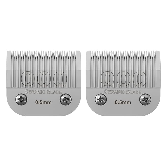 000 Detachable Replacement Ceramic Blades SetCut Length 1/50-Inch（0.5MM）compatible with Andis/oster Classic 76/Star-Teq/Power-Teq/A5 Clipper (2 Pack)