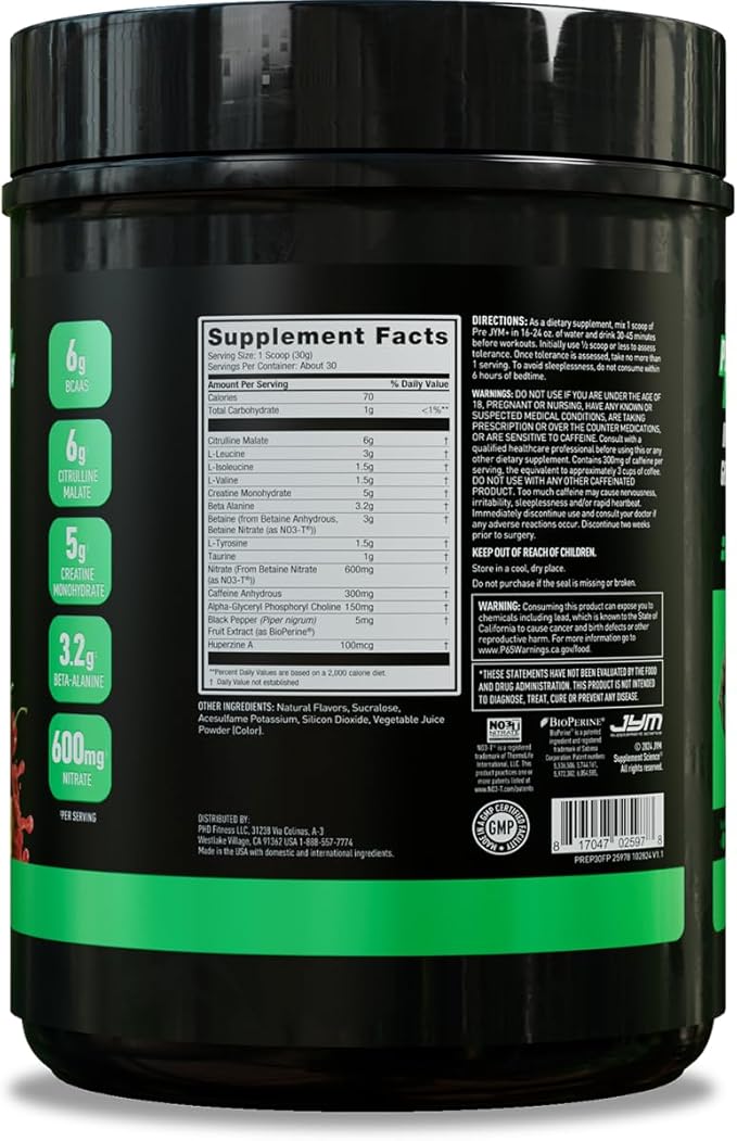 JYM Supplement Science Pre JYM Plus Orange Pre-Workout Powder Amino Nitrates Creatine Betaine Nootropics BCAA?™s for Men &amp Women 30 Servings