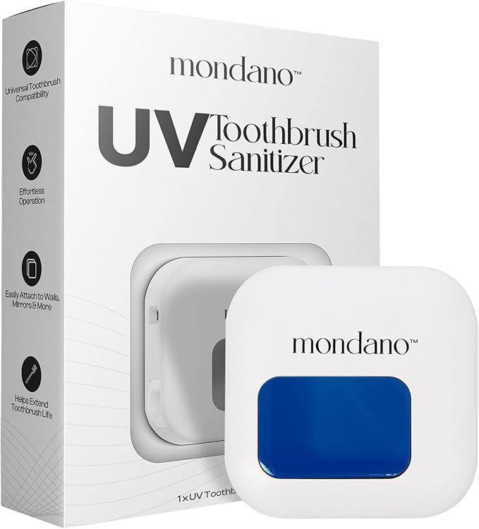 Mondano UV-C Toothbrush Sanitizer and Holder Toothbrush Case - Manual/Electric Toothbrush Cover for Any Toothbrush Head - Rechargeable Toothbrush Travel Case Tooth Brush Cover Cap for Home