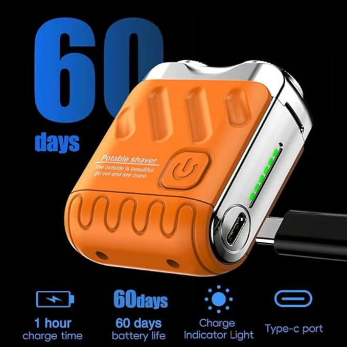Mini Shaver Small Steel Cannon Suspended Magnetic Blade Shaver Mini Electric Explosive Shavers for Men Waterproof USB Fast Charging Compact Travel Size (2PCS-A-C)