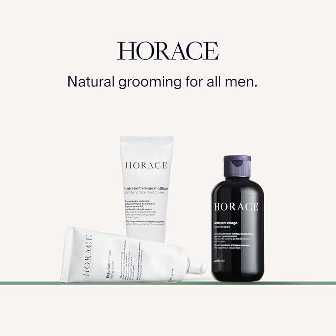 HORACE Gift Set with Purifying Face Cleanser Gentle Face Scrub and Mattifying Face Moisturizer - Skincare Set for Cleansing and Hydrating