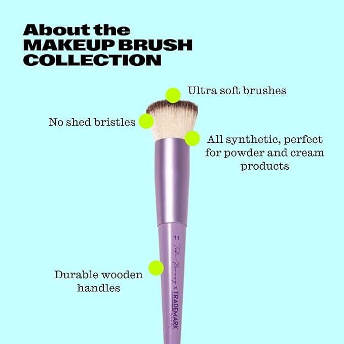 Trademark Beauty The Essentials Makeup Brush Collection - Makeup Brushes Synthetic Bristles Blending Shading Contour - Lavender 12-Piece Set