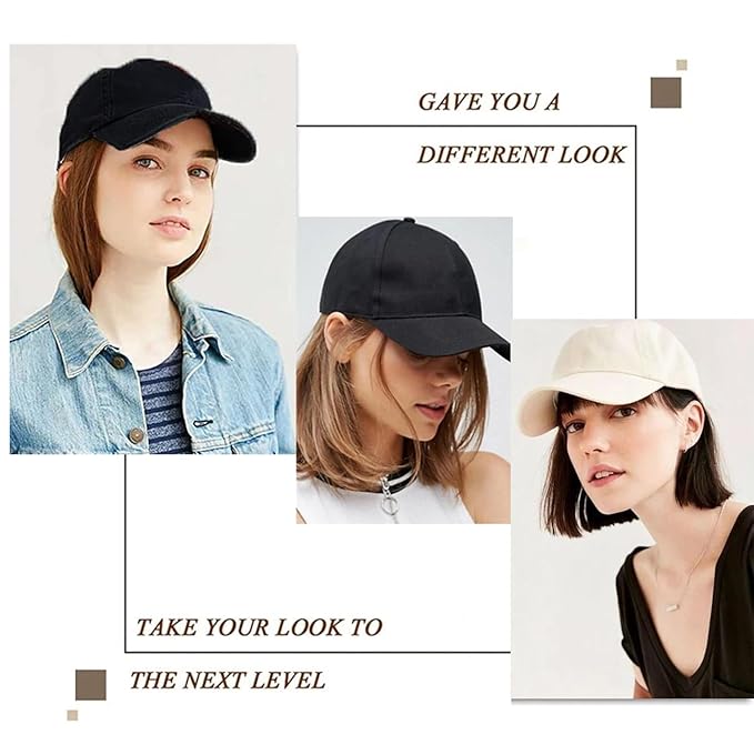 10 Beige Baseball Cap with Hair Extensions Short Bob Hairstyle Adjustable Hat Wig Attached Synthetic Hairpiece for Women Daily Use Dark Brown Hair