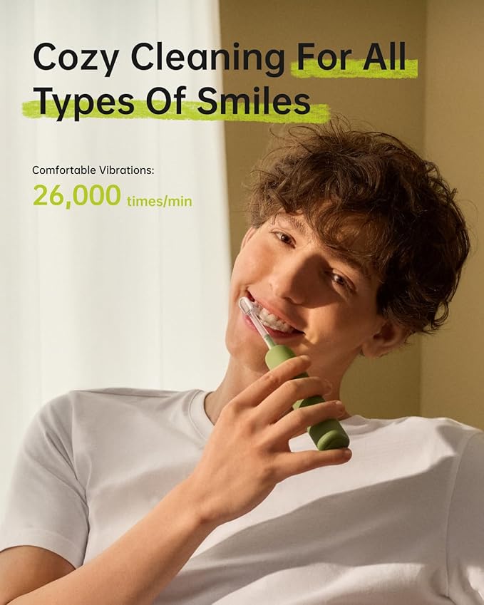 Laifen Wave Special Electric Toothbrush New 2025 Version Oscillation &amp Vibration Sonic Electric Toothbrush for Adults with App 2 Brush Heads IP68 Waterproof Travel Powered Toothbrush (Meadow Gr