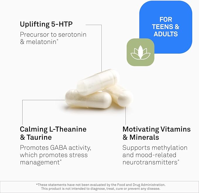 NeuroScience Mood Support Supplement - TravaCor - L Theanine Supplement with 5-HTP &amp More to Help Soothe Stress Encourage Calm Sleep &amp Aid Healthy GABA Activity (60 Capsules)