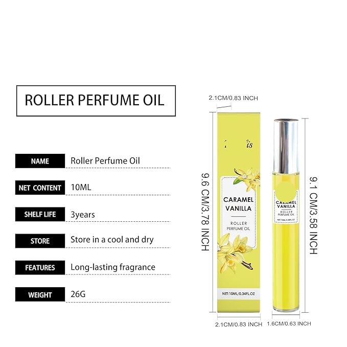Vanilla Rollerball Perfume - Unique Niche Fragrance For A Fresh Long-Lasting Scent Perfect For Couples' Dates(2PCS)