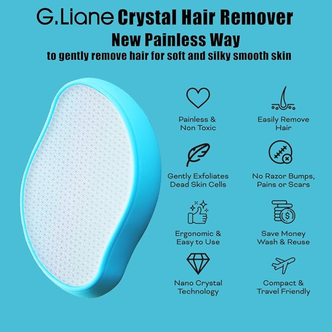 Premium Crystal Hair EraserPainless Exfoliation Hair Removal EpilatorNano Glass Hair Remover for WomenNatural Gentle and Efficient Shaver Trimmer on Leg Arm(Ocean Blue)