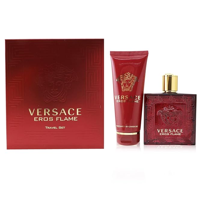 Versace Eros Flame for Men - 2 Pc Gift Set 3.4oz EDP Spray 3.4oz Perfumed Shower Gel