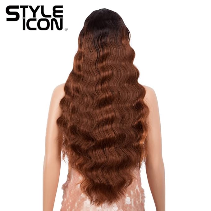 Style Icon 30 Inches Lace Front Wigs Deep Wave Wig Synthetic Wig (Middle Part Lace Wig TTOL 99A/340C/145T)