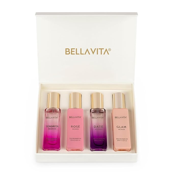 Bel a Vita Luxury Long Lasting Perfume Gift Set for Woman | 4x20ml | Gifts for Women | Floral Fruity Premium Fragrance Scent