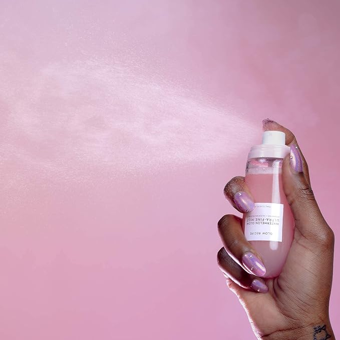 Glow Recipe Watermelon Glow Facial Spray + Hydrating Mist - Ultra-Fine Face Mist with Hyaluronic Acid + Hibiscus AHA to Refresh Dry Skin &amp Enhance Dewy Makeup - Suitable for All Skin Types (75ml)