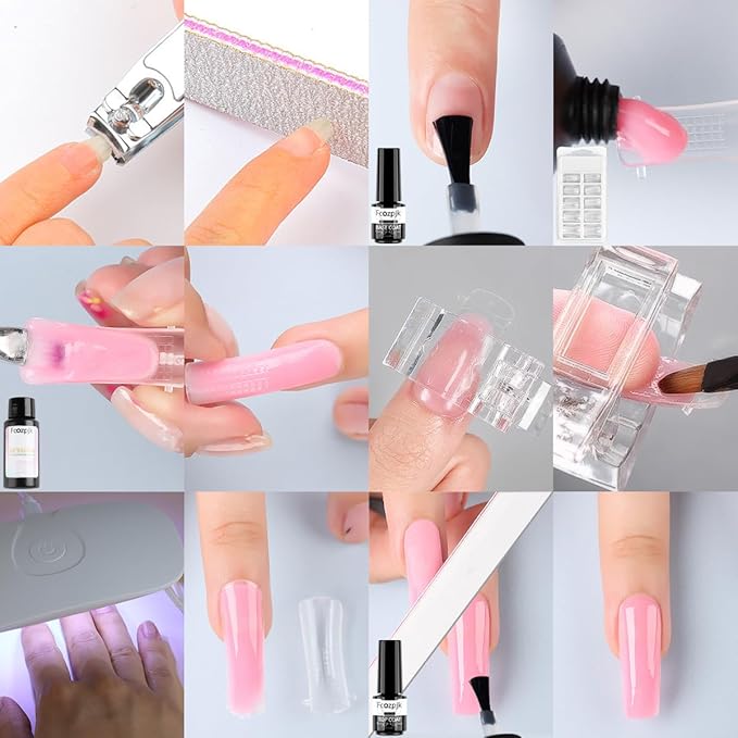 Poly Gel Nail Kit with UV Light 12 Colors Builder Gel Nail Extension Kits for Beginners with Everything Dual Nail Forms Slip Solution Chunky Glitter Poly Gels Nails Art Design Starter Set