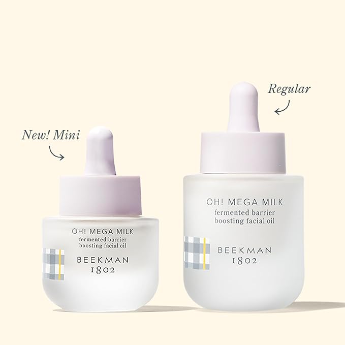 Beekman 1802 Oh Mega Milk Facial Oil - Hydrating Vitamin C &amp Niacinamide Serum - Repairs Skin Barrier - For Dry/Aging Skin - Fragrance Free &amp Sensitive Safe