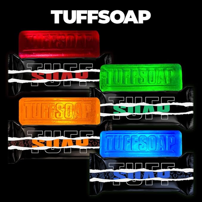 4 Pack ? 4-in-1 Men?™s Fragrance Soap Bar 21.87 oz ? Natural All-in-One Bar for Body Face Hair &amp Shaving ? TUFF RED (Energy) / TUFF GREEN (Skin Protection) ? Long-Lasting &amp Sulfate-Free