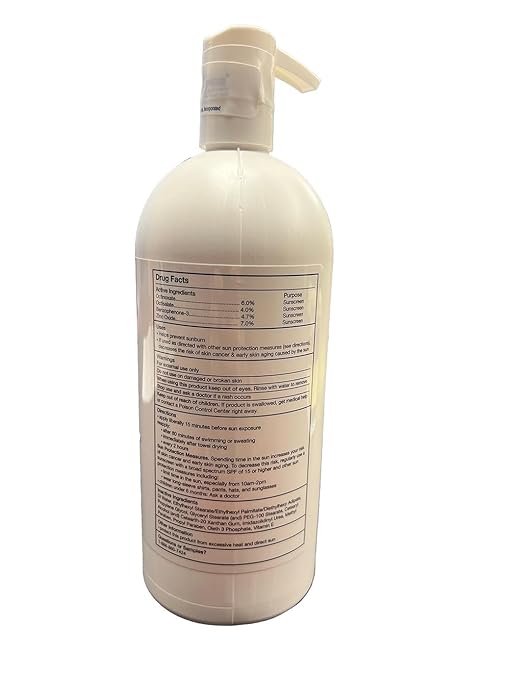 I.C. Industrial Sunscreen Mineral Based SPF 36 Physical Zinc Protection Full Broad Spectrum 80 Minute Sweat &amp Water Resistant Heat Stress Anti-Inflammatory Properties. USA 32oz Bottle (ISSC-32)
