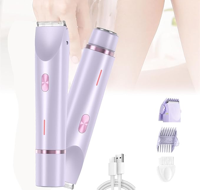Comfort 2 in 1 Electric Lady Shaver Razor for Women Dual Head Electric Hair Trimmer for Women Ipx7 Bikini Trimmer (Purple)