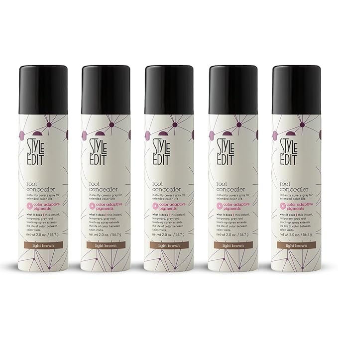 Style Edit Root Concealer Touch Up Spray (Multiple Colors Available) - Instantly Covers Greys And Roots - Professional Salon Quality Grays Cover Up Hair Products for Women Light Brown 2 Ounce PACK OF