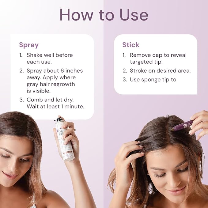 Style Edit Travel Essentials Hair Duo Root Touch Up Spray and Root Cover-Up Stick | Instant Gray Root Concealer for Grays and Roots Coverage | Dark Brown