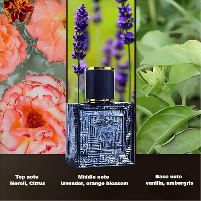Mini Men's Perfume Eros Gift Set 3 Pieces Pheromone Cologne for Men Eau De Parfum Body Spray with Fruity and Floral Long Lasting FragrancesTravel Size 3x30ml