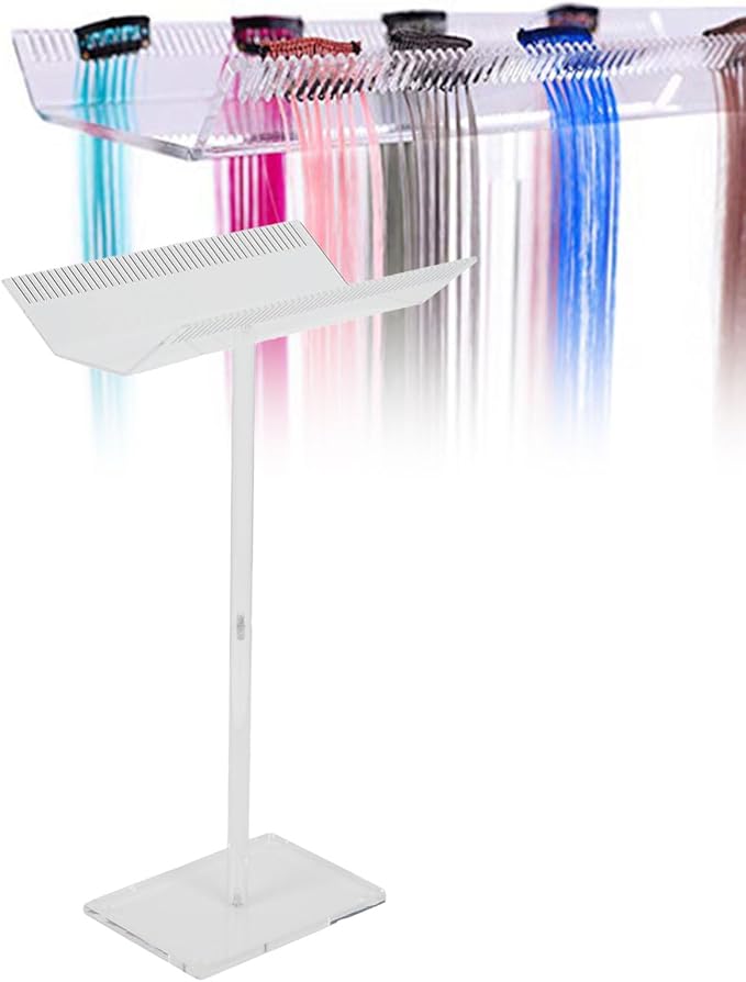 Zetiling Acrylic Hair Extension Holder Double Sided Transparent Hair Rack Stand for Wigs Adjustable Height Braiding Hair Separator Organizer Large Capacity Wall Mounted Installation