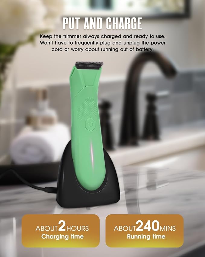 Manscaper for Men Groin Trimmer for Men and Women Body Hair Trimmer and Ball Trimmer with Light Pubic Hair Shaver Manscape Kit 7 Precisions Waterproof Wet / Dry Grooming 240 Minutes Shaving