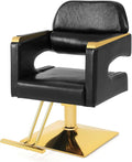 Artist hand Barber Salon Chair Hair Stylist Chair with Heavy Duty Hydraulic Pump 360 Degree Swivel Spa Beauty Equipment Max Load Weight 330 Lbs Black and Gold
