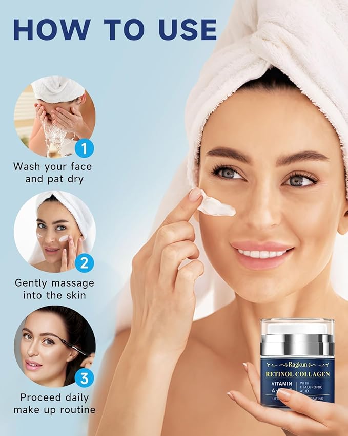 Retinol Cream for Face Collagen Neck Creams for Tightening and Firming Anti Aging Day &amp Night Facial Moisturizer for Women &amp Men Instant Face Lift Wrinkle Cream 1.7 fl. oz with Vitamin C Se