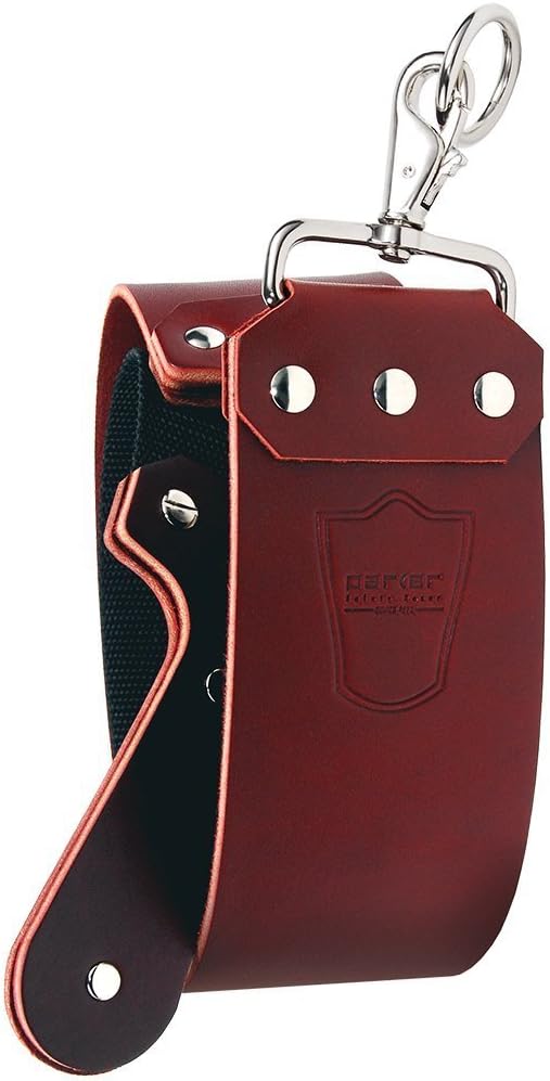 Parker Handmade Latigo Leather Strop for Straight Razor &amp Knife Sharpening ? USA Made Paddle Handle w/Brass Chicago Screws Twin Canvas &amp Leather Straps (3??× 27?? (RED)
