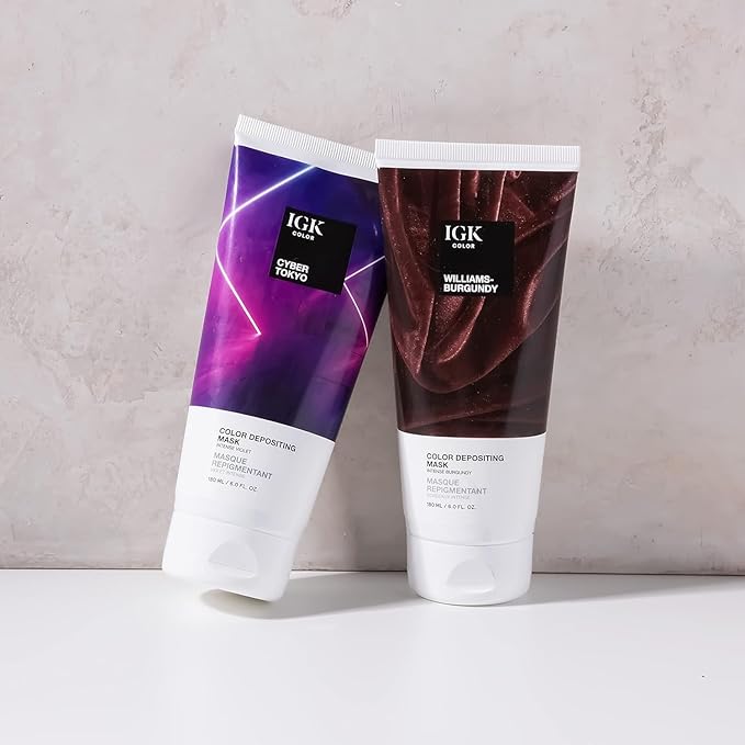 IGK Hair Gloss Toner &amp Color Depositing Mask | Intense Burgundy Semi-Permanent | Vegan + Cruelty Free | Williams Burgundy