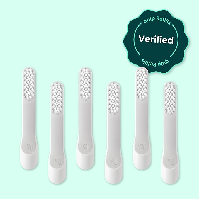 quip Sonic Toothbrush Replacement Heads for Adults - 6 Pack - Verified quip Standard Brush Head Refills for Electric Toothbrushes - Soft Bristles Compact &amp Flexible - Last 3 Months Each
