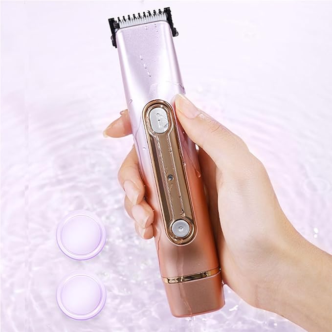2 in 1 Bikini Trimmer for Women Dual Head Electric Razor IPX7 Waterproof Wet/Dry Use Women Electric Shaver Body Facial Hair Remover for Bikini Legs Arm Underarm Rechargeable