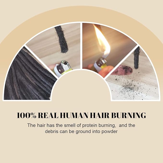 6 inch 40 Strands Loc Extensions Human Hair Real 0.6cm Width Human Hair Dreads Extensions for Man/Women Full Handmade Dreadlocks Can be Dyed(613)